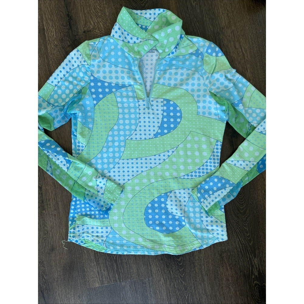 IBKUL Women's Long Sleeve UPF50+ Shirt XS Geometric MINT‎ Vented Mesh